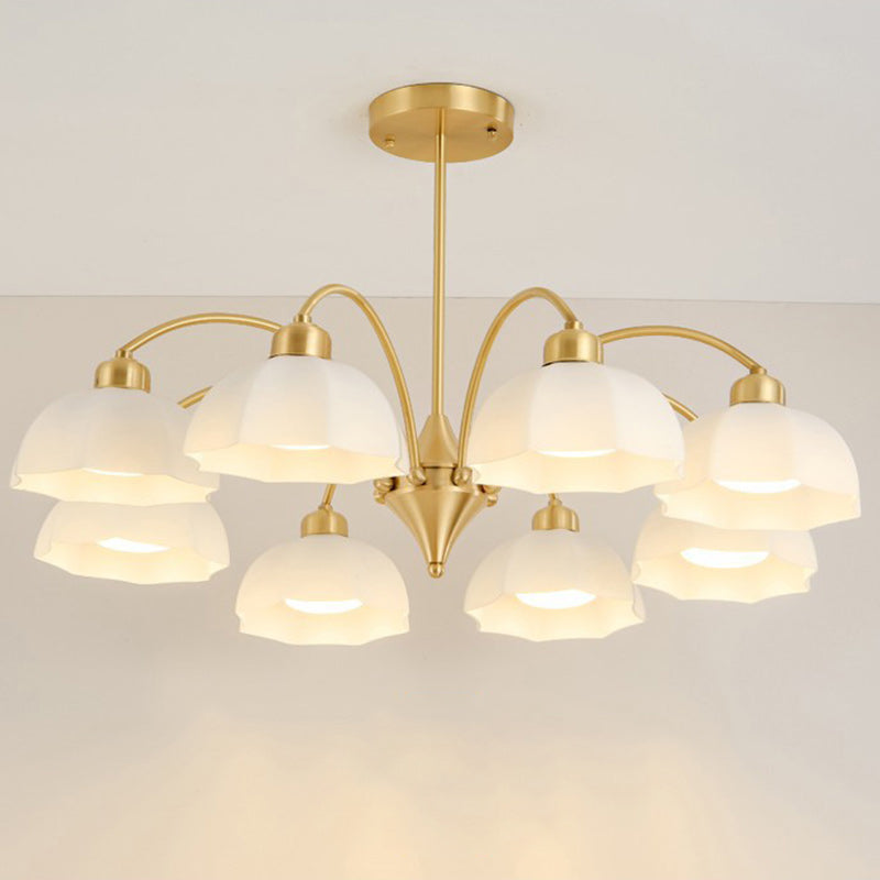 Contemporary Nordic Iron Glass Floral Shade 6/8/10-Light Chandelier For Bedroom And Living Room