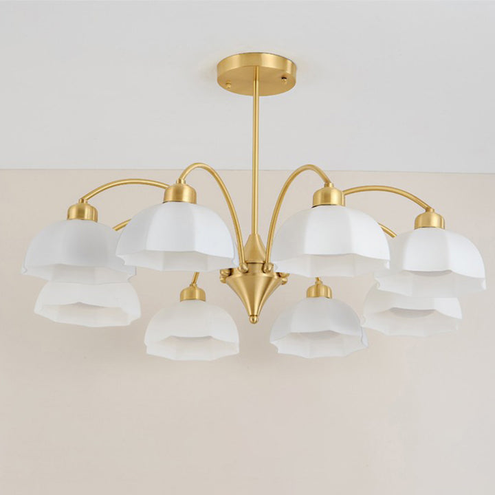 Lustre contemporain nordique en verre de fer avec abat-jour floral 6/8/10 lumières pour chambre et salon 
