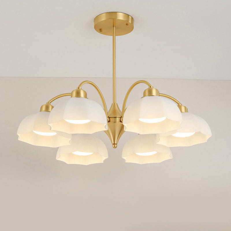 Contemporary Nordic Iron Glass Floral Shade 6/8/10-Light Chandelier For Bedroom And Living Room