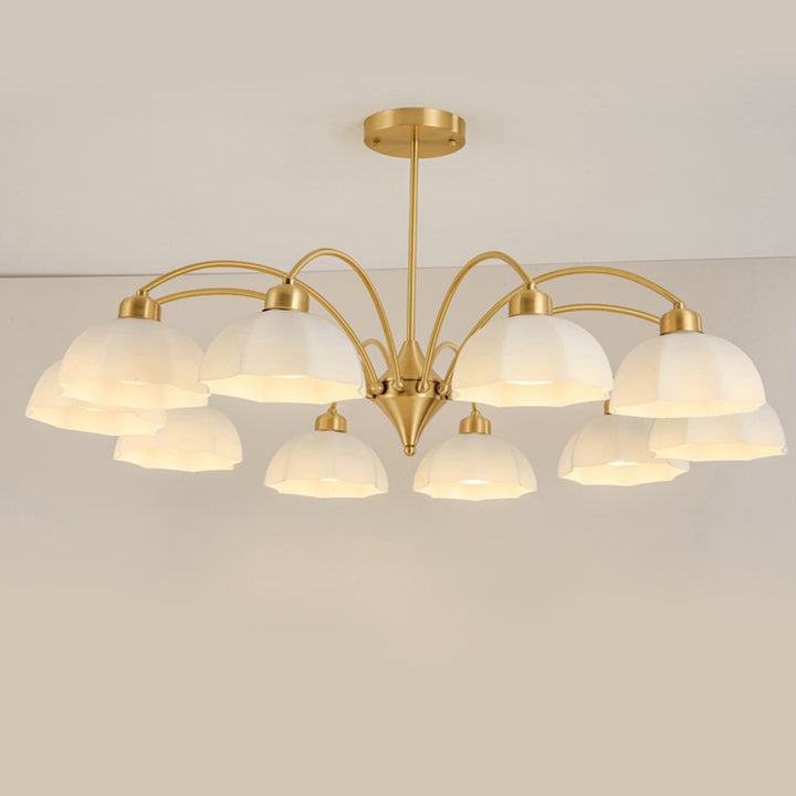 Lustre contemporain nordique en verre de fer avec abat-jour floral 6/8/10 lumières pour chambre et salon 