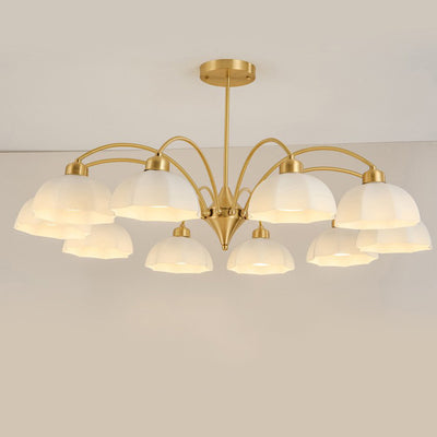 Contemporary Nordic Iron Glass Floral Shade 6/8/10-Light Chandelier For Bedroom And Living Room