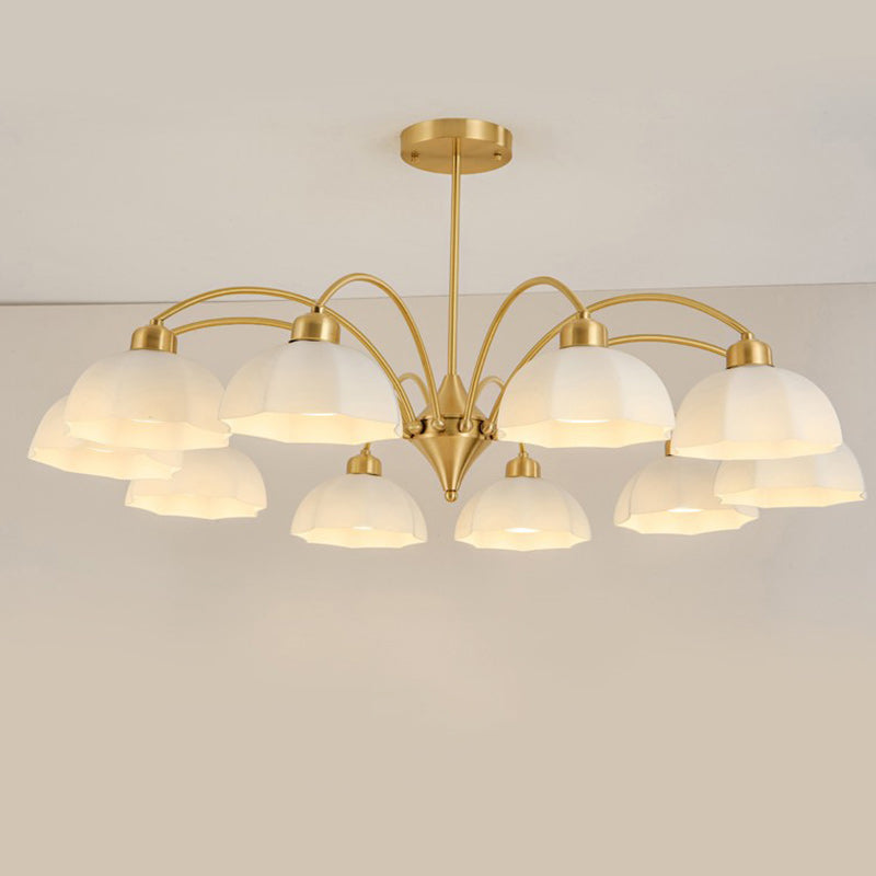 Contemporary Nordic Iron Glass Floral Shade 6/8/10-Light Chandelier For Bedroom And Living Room