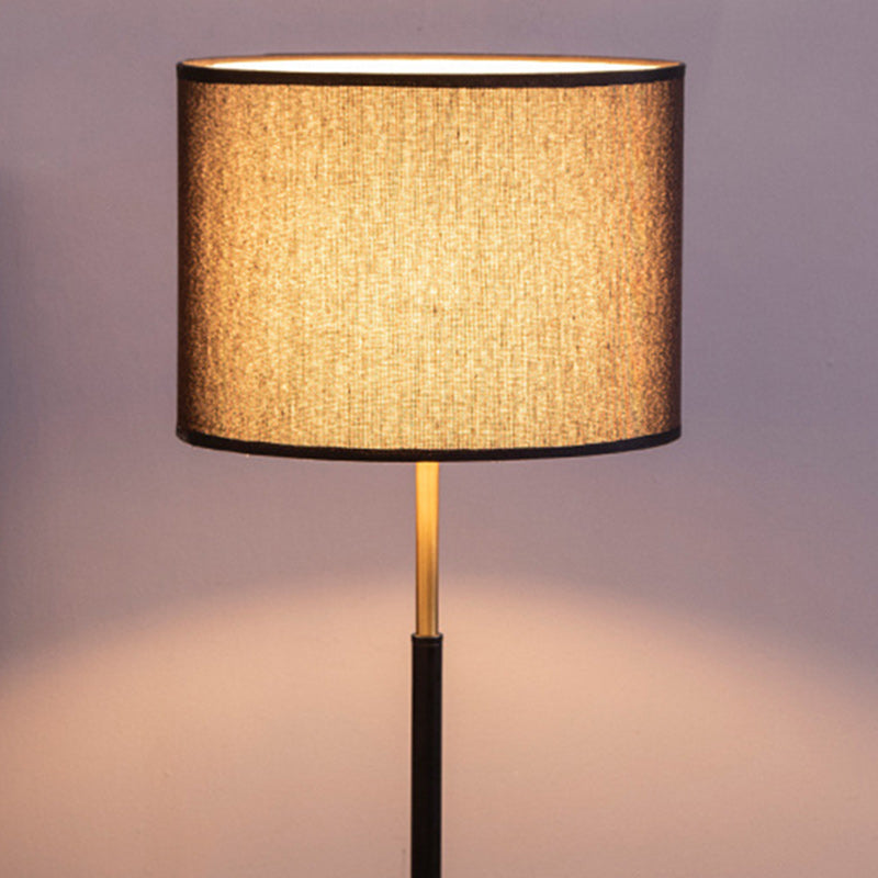 Contemporary Nordic Fabric And Iron Cylindrical 1-Light Table Lamp For Bedroom And Living Room