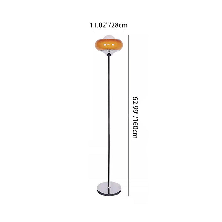 Contemporary Creative Metal &amp; Glass Egg Tart-Shape 1-Light Standing Floor Lamp For Bedroom &amp; Living Room