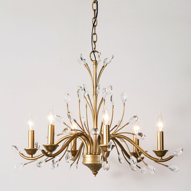 Traditional French Iron & Crystal Branch-Shape 6/9/12-Light Chandelier For Living Room & Bedroom