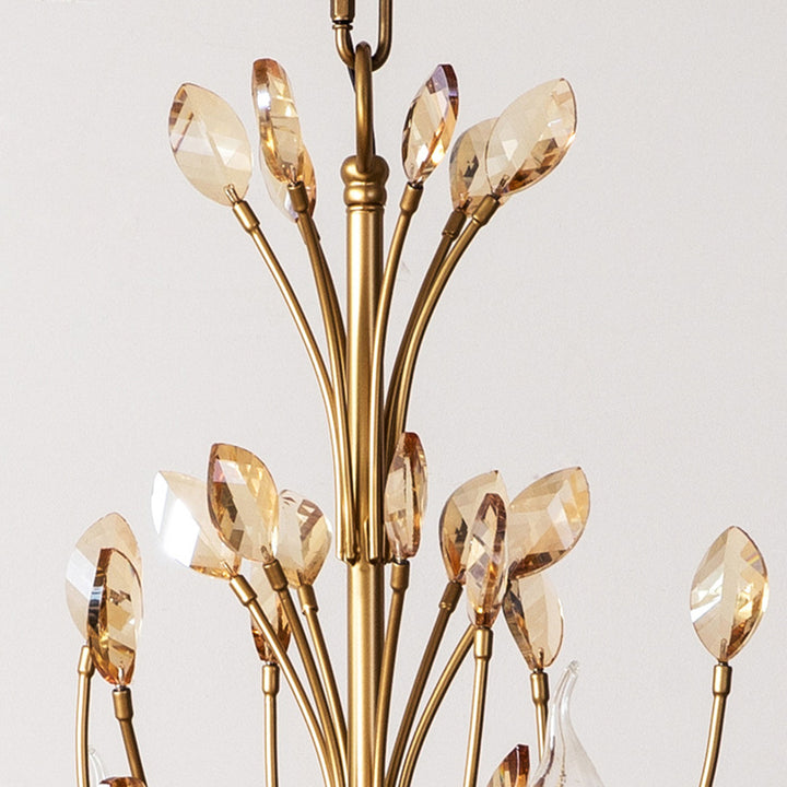 Traditional French Iron &amp; Crystal Branch-Shape 6/9/12-Light Chandelier For Living Room &amp; Bedroom