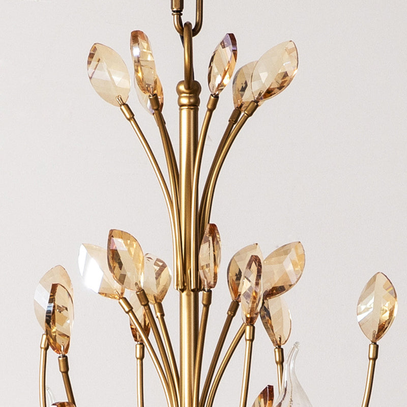 Traditional French Iron & Crystal Branch-Shape 6/9/12-Light Chandelier For Living Room & Bedroom