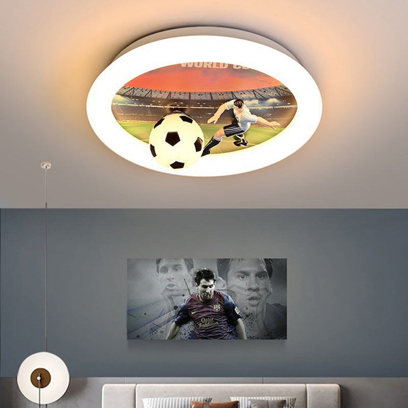 Contemporary Creative Iron &amp; Acrylic Round LED Flush Mount Ceiling Light For Kids Bedroom &amp; Living Room