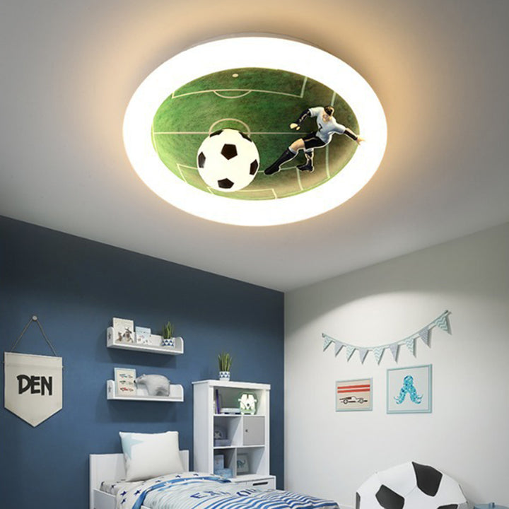 Contemporary Creative Iron &amp; Acrylic Round LED Flush Mount Ceiling Light For Kids Bedroom &amp; Living Room