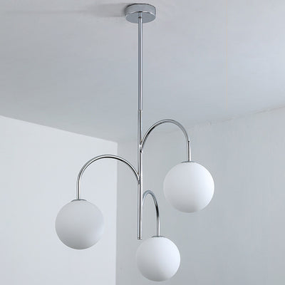 Contemporary Nordic Metal & Glass Round 3-Light Chandelier For Bedroom & Living Room