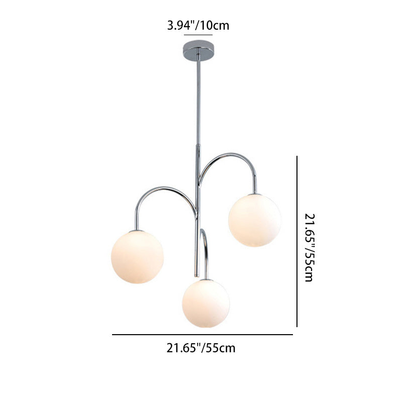 Contemporary Nordic Metal & Glass Round 3-Light Chandelier For Bedroom & Living Room