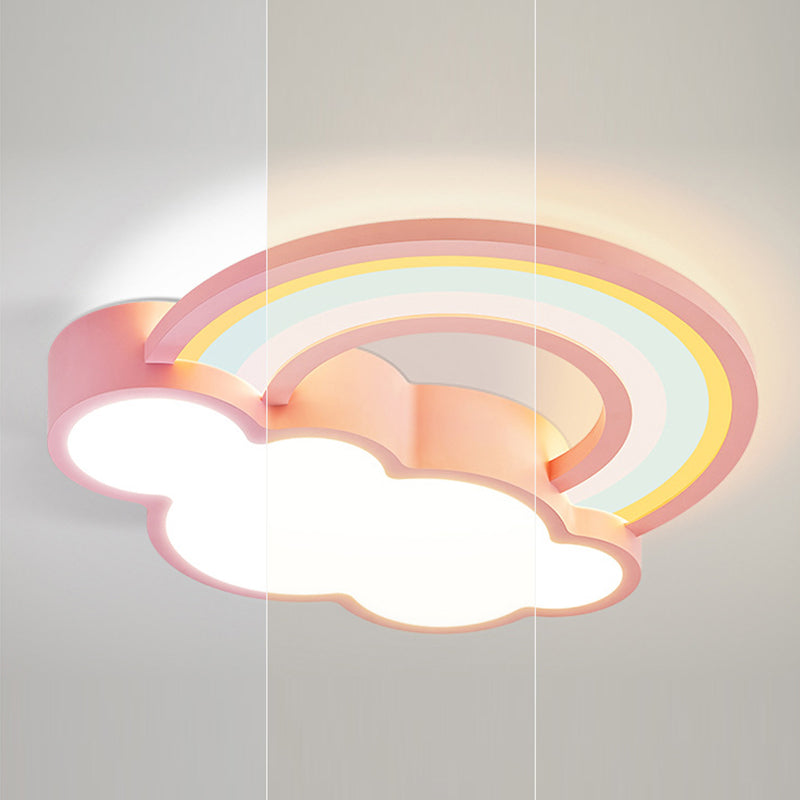 Plafonnier LED moderne en fer créatif et acrylique en forme de nuage arc-en-ciel pour chambre et salon 