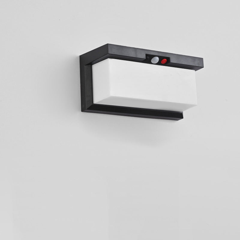 Lámpara de aplique de pared LED rectangular moderna minimalista solar e impermeable de plástico y PC para exteriores, patio y jardín 