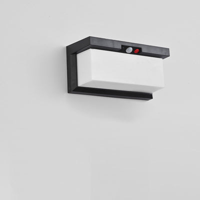 Modern Minimalist Solar & Waterproof Plastic & PC Rectangular LED Wall Sconce Lamp For Outdoor, Patio & Garden
