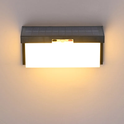 Modern Minimalist Solar & Waterproof Plastic & PC Rectangular LED Wall Sconce Lamp For Outdoor, Patio & Garden
