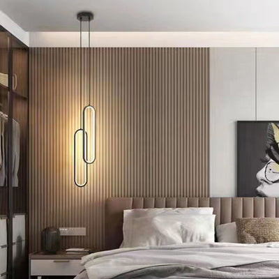 Modern Minimalist Metal & Silicone Oval LED Chandelier For Bedroom & Living Room