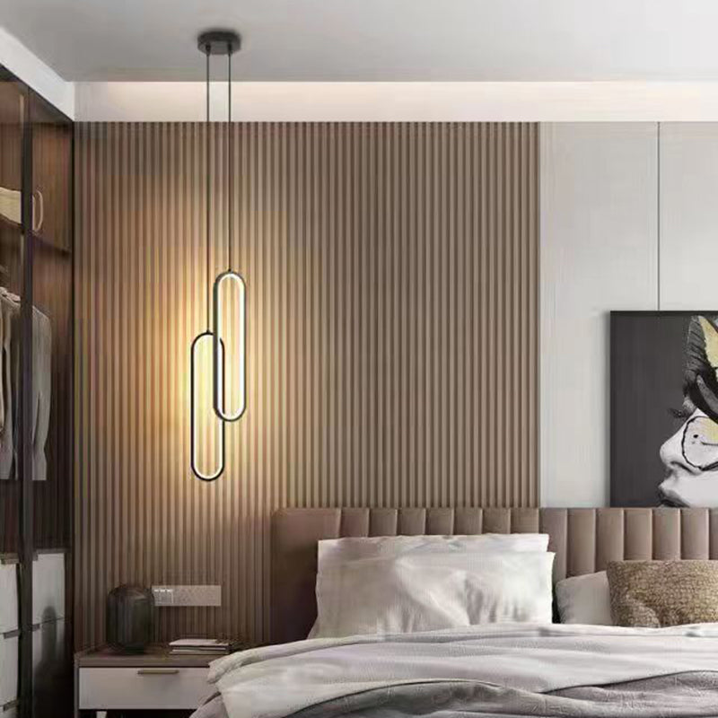 Modern Minimalist Metal & Silicone Oval LED Chandelier For Bedroom & Living Room