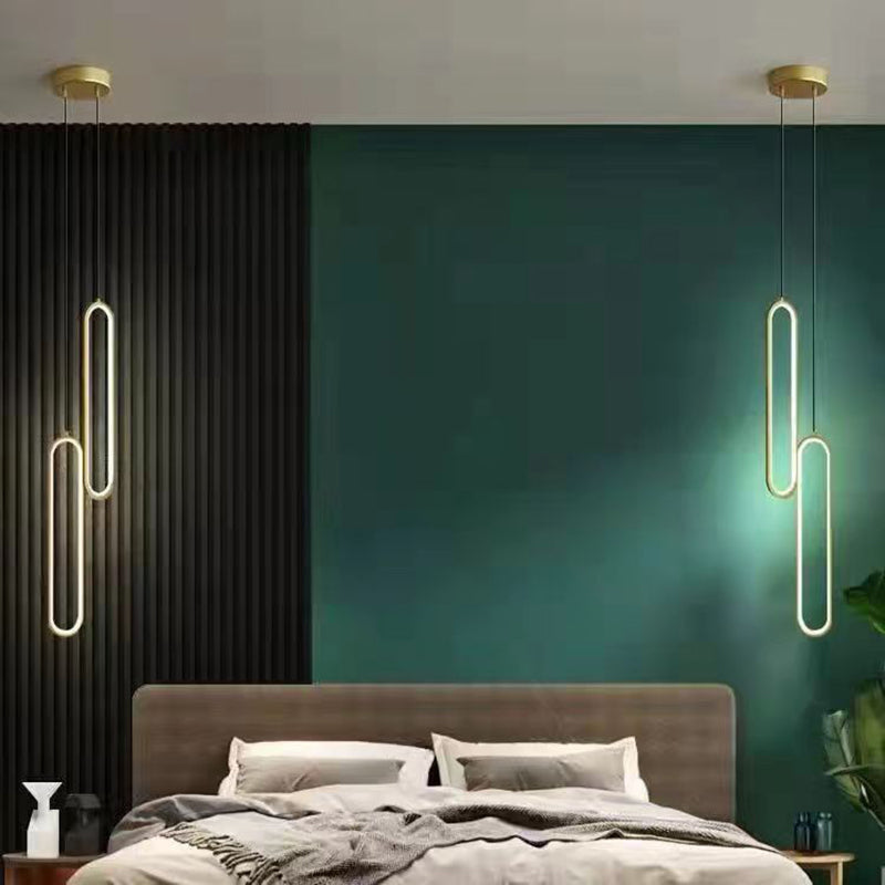 Modern Minimalist Metal & Silicone Oval LED Chandelier For Bedroom & Living Room