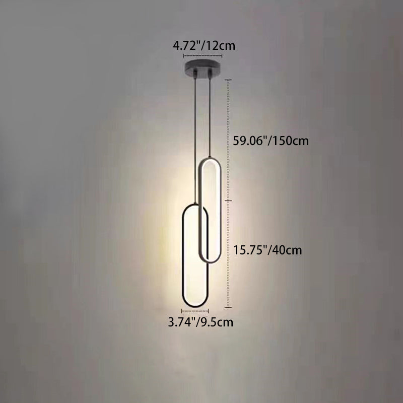 Chandelier LED Ovale en Métal et Silicone Minimaliste Moderne pour Chambre et Salon 