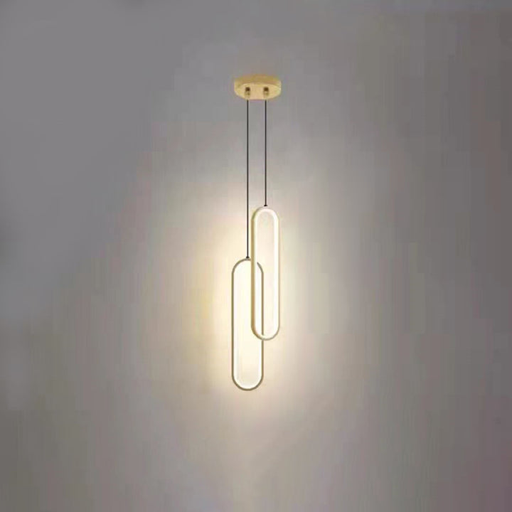Chandelier LED Ovale en Métal et Silicone Minimaliste Moderne pour Chambre et Salon 