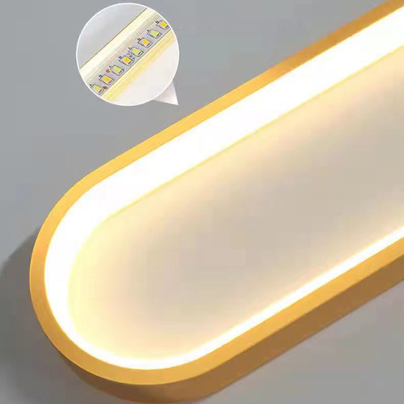 Chandelier LED Ovale en Métal et Silicone Minimaliste Moderne pour Chambre et Salon 
