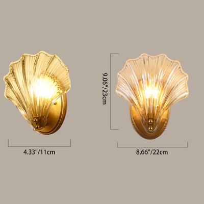 Contemporary Creative Iron And Glass Shell Shape 1-Light Wall Sconce Lamp For Bedroom And Living Room