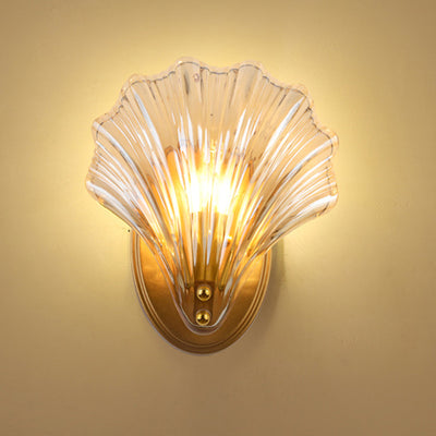 Contemporary Creative Iron And Glass Shell Shape 1-Light Wall Sconce Lamp For Bedroom And Living Room