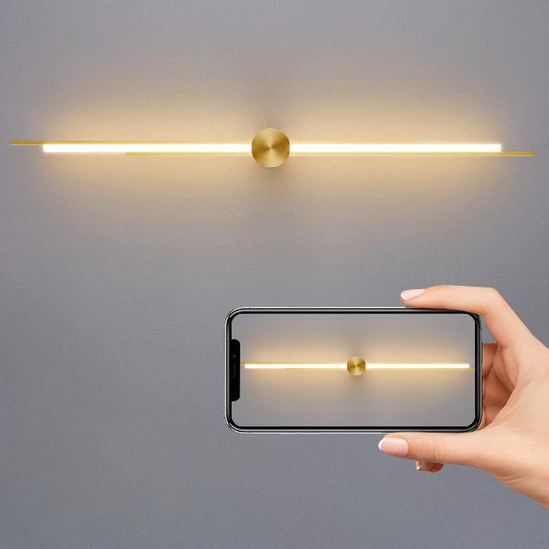 Modern Minimalist Brass And Acrylic Linear LED Wall Sconce Lamp For Bedroom And Living Room