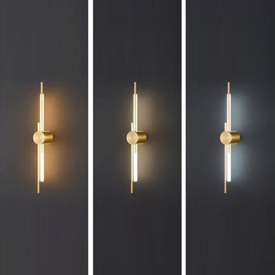 Modern Minimalist Brass And Acrylic Linear LED Wall Sconce Lamp For Bedroom And Living Room