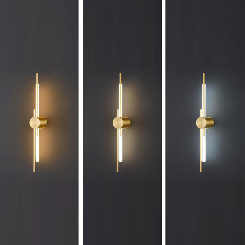Modern Minimalist Brass And Acrylic Linear LED Wall Sconce Lamp For Bedroom And Living Room