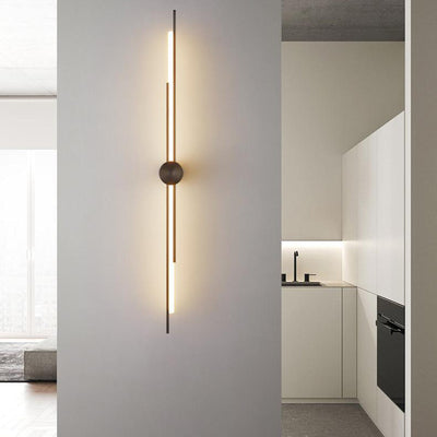 Modern Minimalist Brass And Acrylic Linear LED Wall Sconce Lamp For Bedroom And Living Room