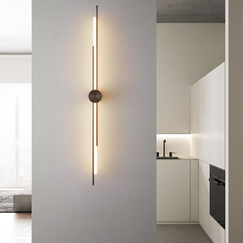 Modern Minimalist Brass And Acrylic Linear LED Wall Sconce Lamp For Bedroom And Living Room