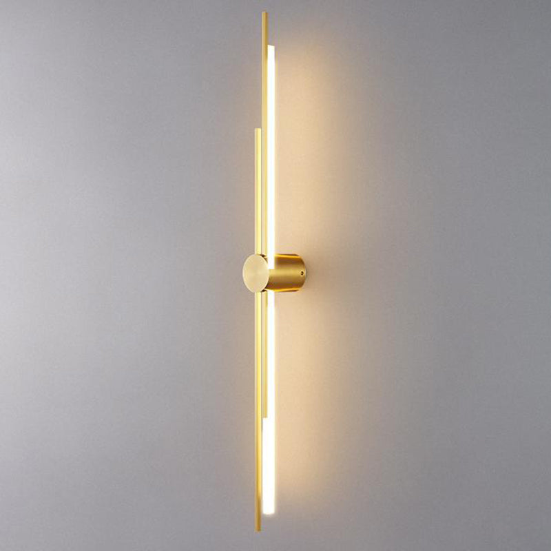 Modern Minimalist Brass And Acrylic Linear LED Wall Sconce Lamp For Bedroom And Living Room