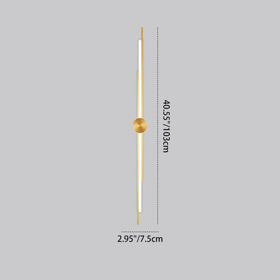 Modern Minimalist Brass And Acrylic Linear LED Wall Sconce Lamp For Bedroom And Living Room