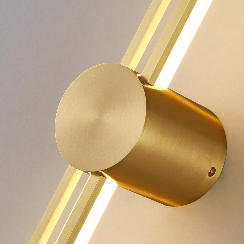 Modern Minimalist Brass And Acrylic Linear LED Wall Sconce Lamp For Bedroom And Living Room