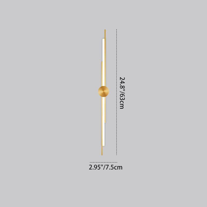 Modern Minimalist Brass And Acrylic Linear LED Wall Sconce Lamp For Bedroom And Living Room
