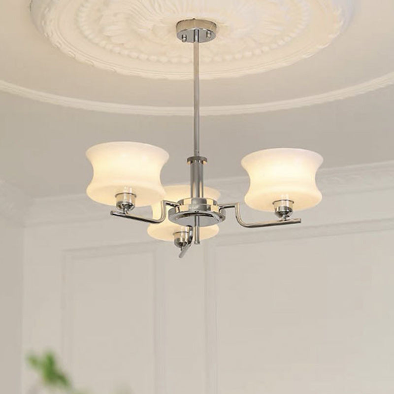 Modern Mid-Century Metal And Glass Round 3/5-Light Chandelier For Bedroom And Living Room