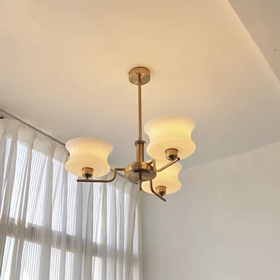 Modern Mid-Century Metal And Glass Round 3/5-Light Chandelier For Bedroom And Living Room