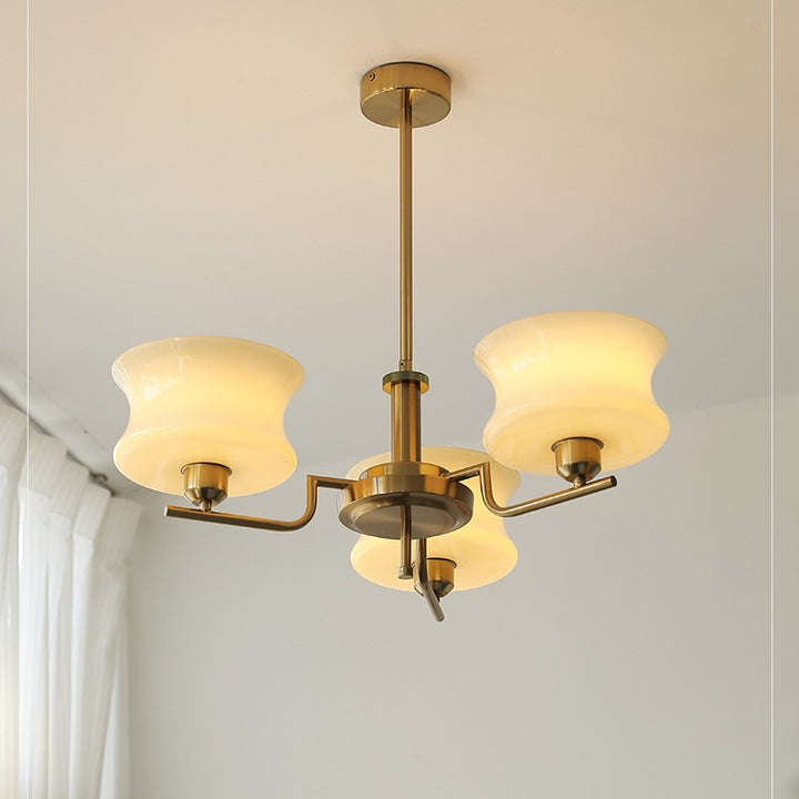 Chandelier rond moderne en métal et verre de style mi-siècle avec 3/5 lumières pour chambre et salon 