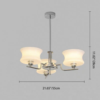 Modern Mid-Century Metal And Glass Round 3/5-Light Chandelier For Bedroom And Living Room