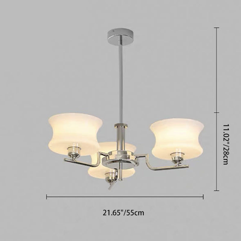 Modern Mid-Century Metal And Glass Round 3/5-Light Chandelier For Bedroom And Living Room