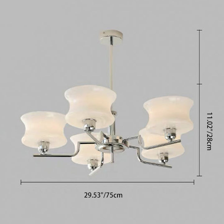 Chandelier rond moderne en métal et verre de style mi-siècle avec 3/5 lumières pour chambre et salon 