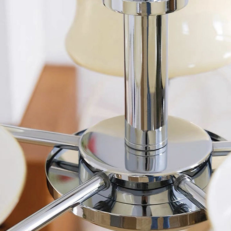 Modern Mid-Century Metal And Glass Round 3/5-Light Chandelier For Bedroom And Living Room
