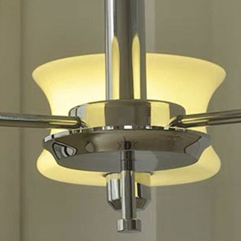 Modern Mid-Century Metal And Glass Round 3/5-Light Chandelier For Bedroom And Living Room