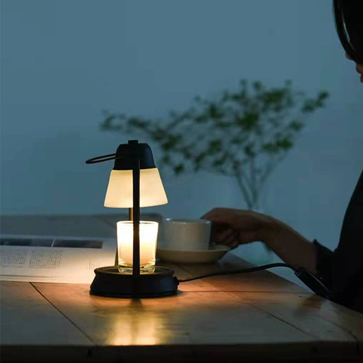 Lampe de table en cire fondue conique en fer Art Déco moderne à 1 lumière pour chambre et salon 