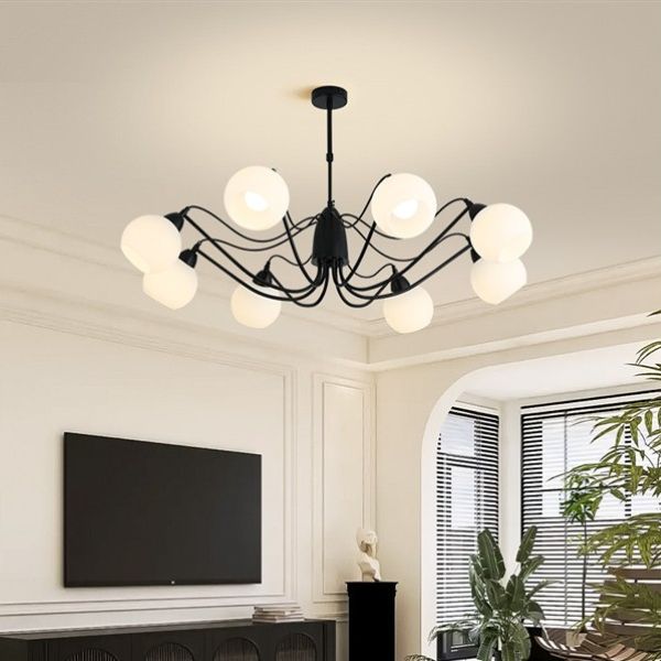 Traditional French Iron And Glass Round 5/6/8-Light Chandelier For Bedroom And Living Room