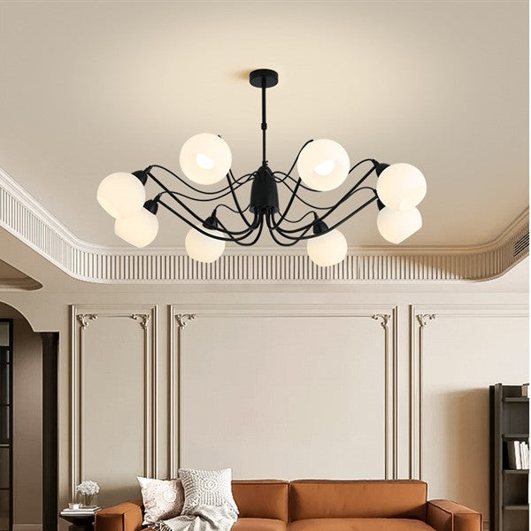 Traditional French Iron And Glass Round 5/6/8-Light Chandelier For Bedroom And Living Room