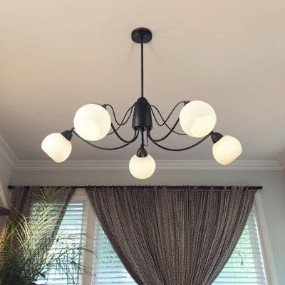 Traditional French Iron And Glass Round 5/6/8-Light Chandelier For Bedroom And Living Room