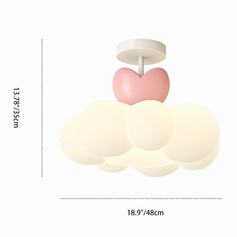 Lustre semi-encastré en forme de nuage en fer créatif contemporain et LED en PE pour chambre et salon 