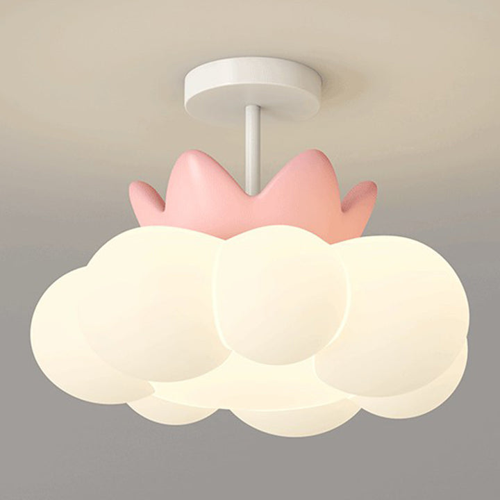 Lustre semi-encastré en forme de nuage en fer créatif contemporain et LED en PE pour chambre et salon 